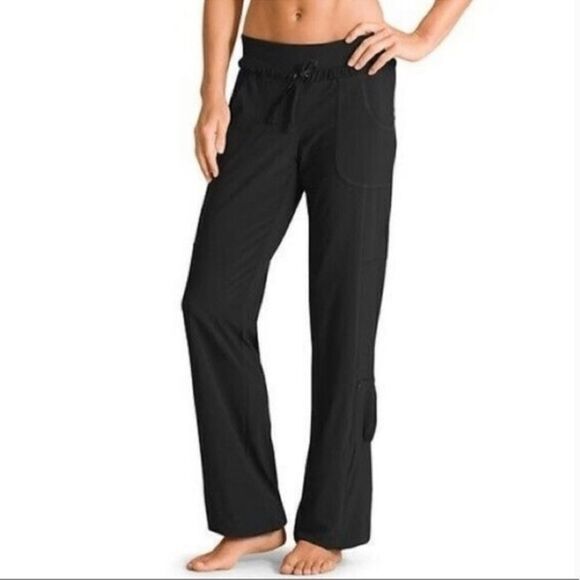 Athleta Lined Double Time Allegro Pants Joggers Cinch Hems Black 2 - Picture 1 of 5